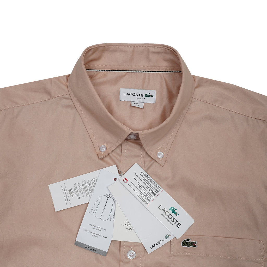 LACOSTE Astral Sand Relaxed Fit Short Sleeve Button-Down Shirt