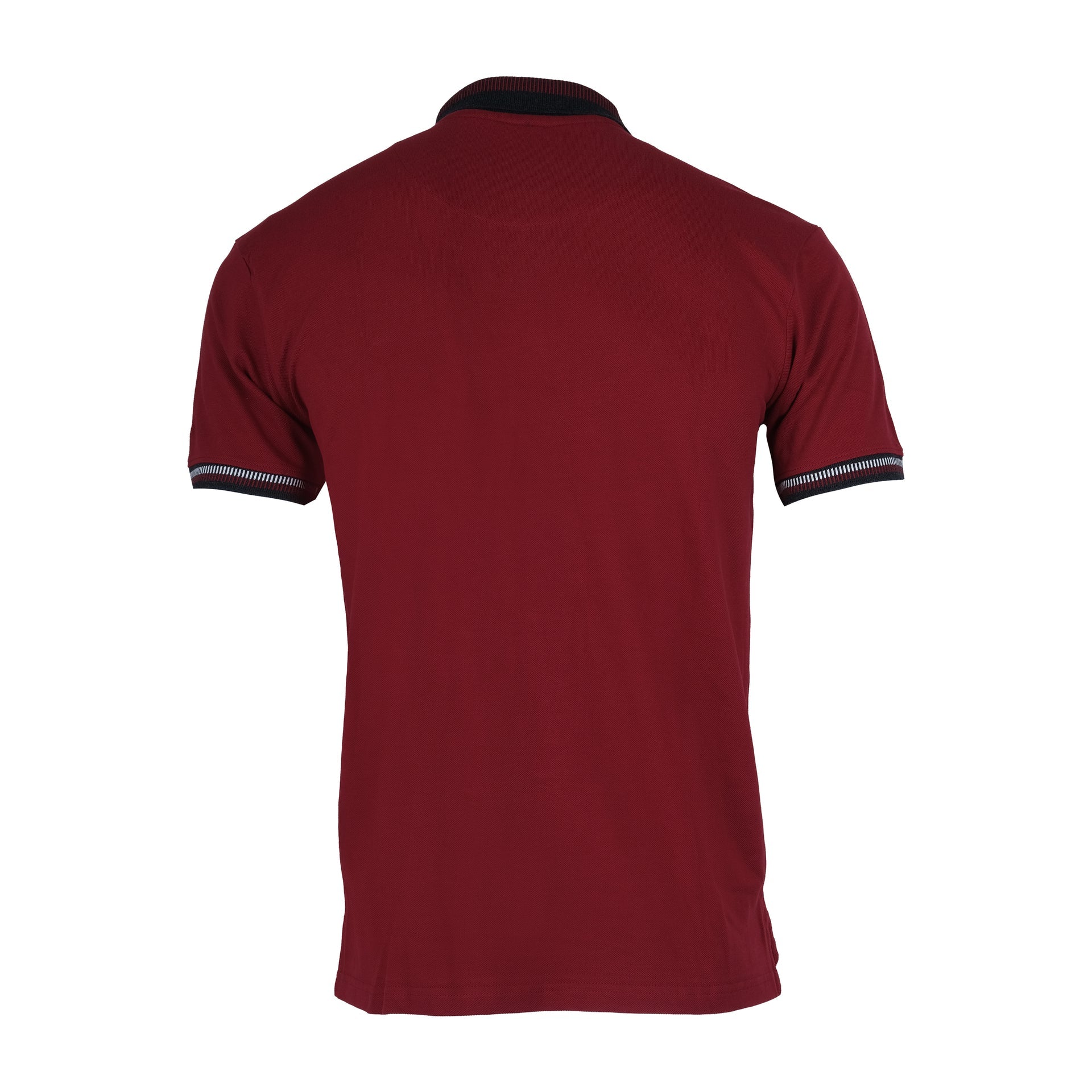TOMMY HILFIGER Crimson Red Classic Fit Polo Shirt with Striped Collar