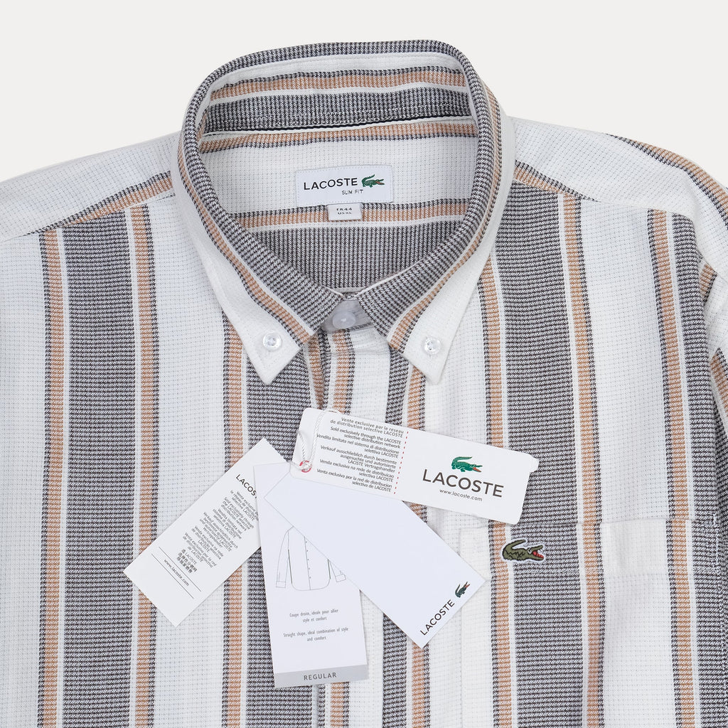 LACOSTE Twilight Sand Relaxed Fit Long Sleeve Button-Up Shirt