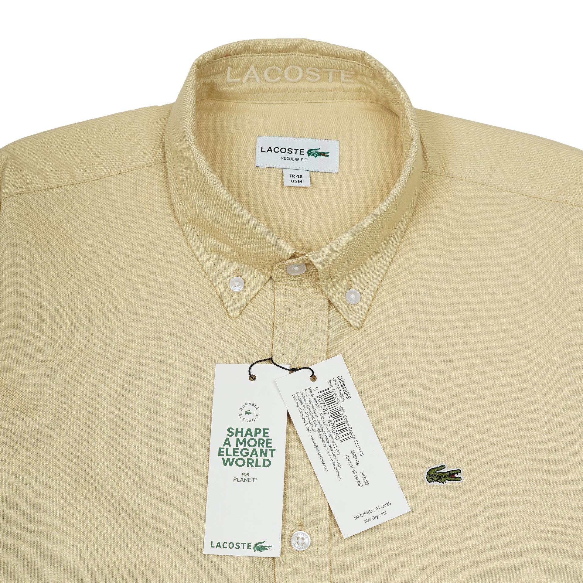 LACOSTE Golden Wheat Classic Fit Long Sleeve Button-Down Shirt