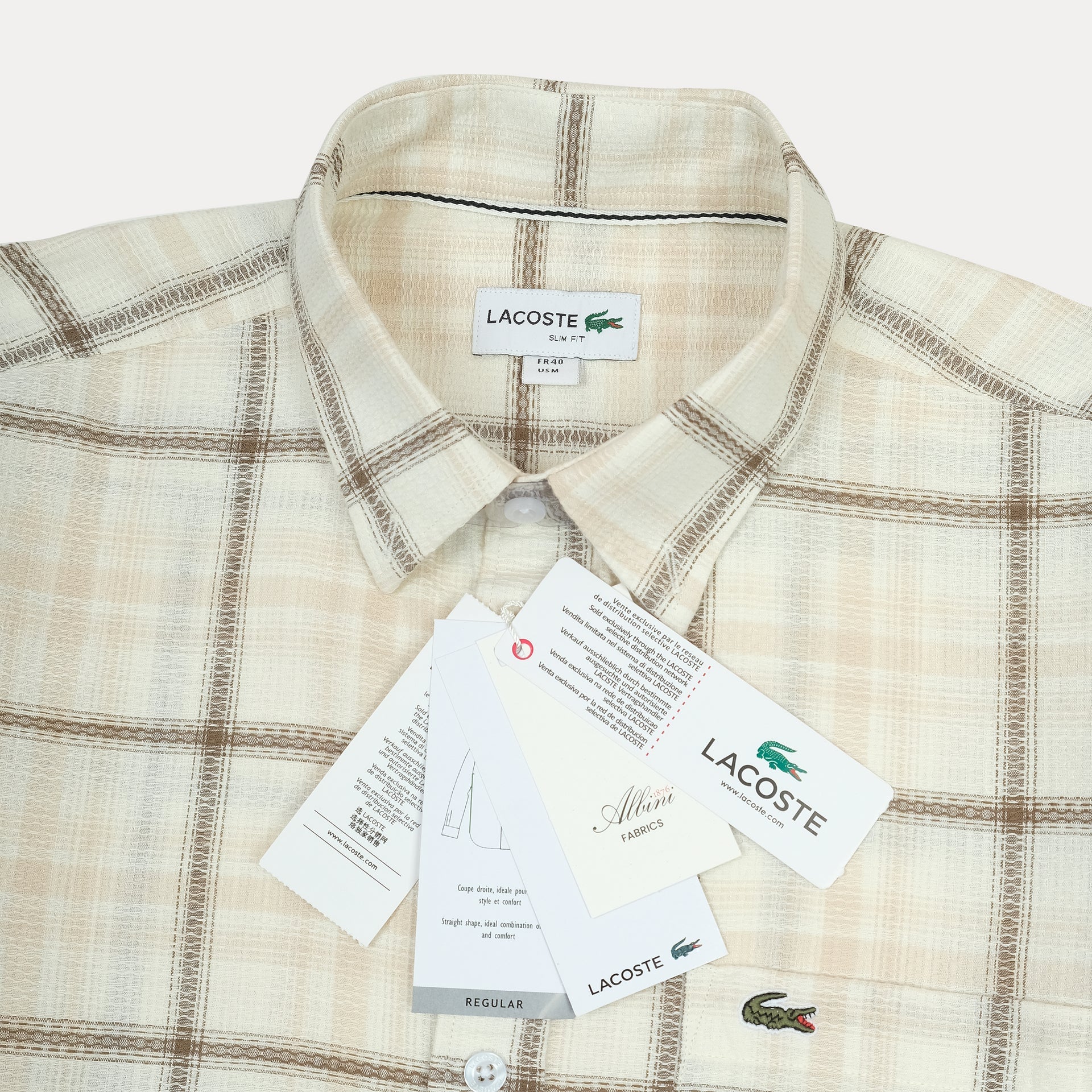 LACOSTE Whispering Sand Tailored Fit Long Sleeve Flannel Shirt