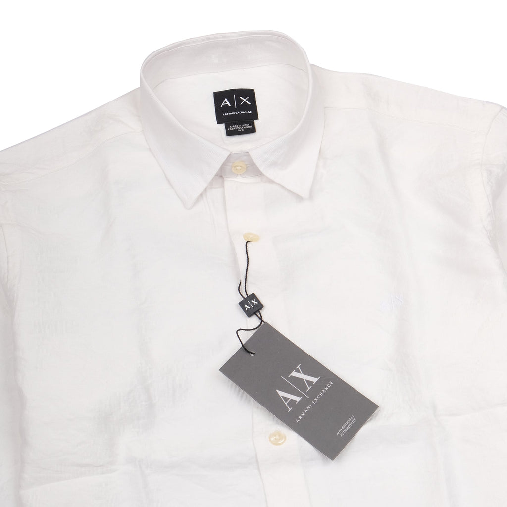 ARMANI EXCHANGE Frosted Pearl Classic Fit Long Sleeve Linen Shirt