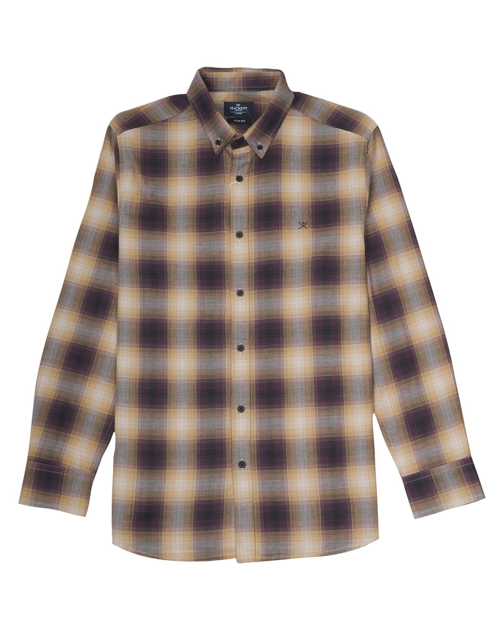 HACKETT LONDON Autumn Ember Slim Fit Button-Down Flannel Shirt