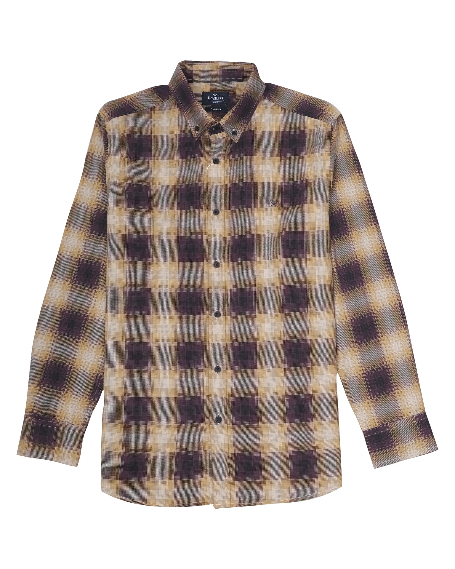 HACKETT LONDON Autumn Ember Slim Fit Button-Down Flannel Shirt