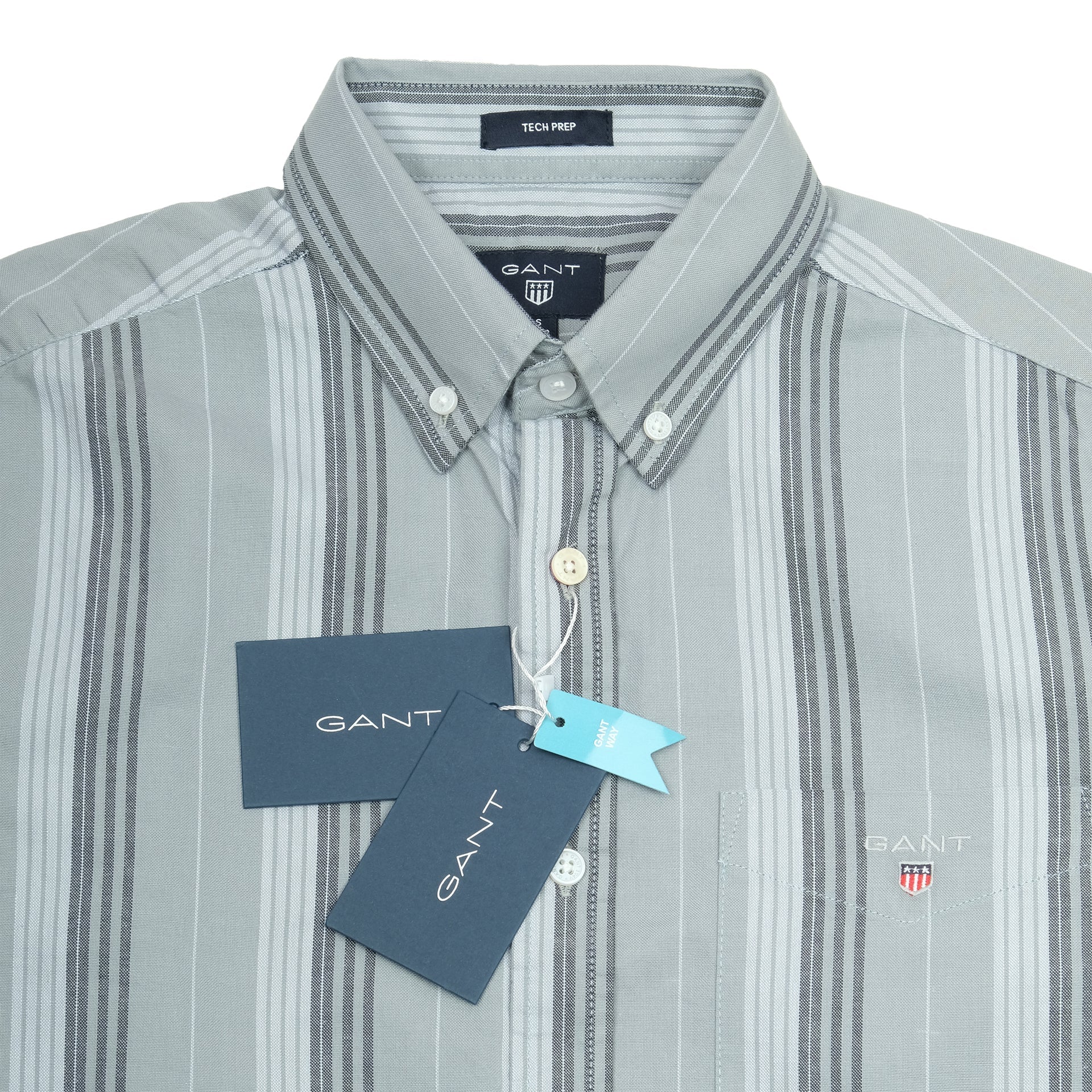 GANT Silver Mist Slim Fit Long Sleeve Striped Shirt
