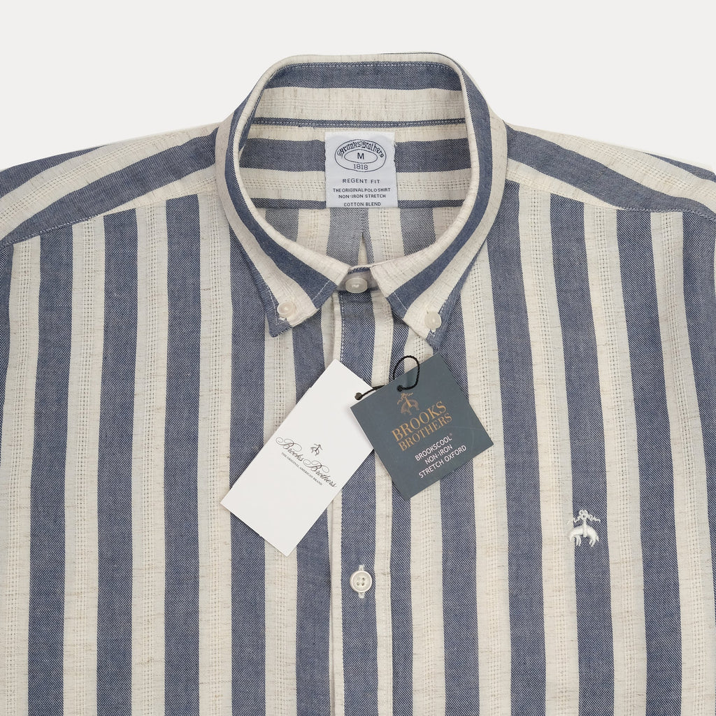 BROOKS BROTHERS Tranquil Azure Tailored Fit Long Sleeve Linen Shirt