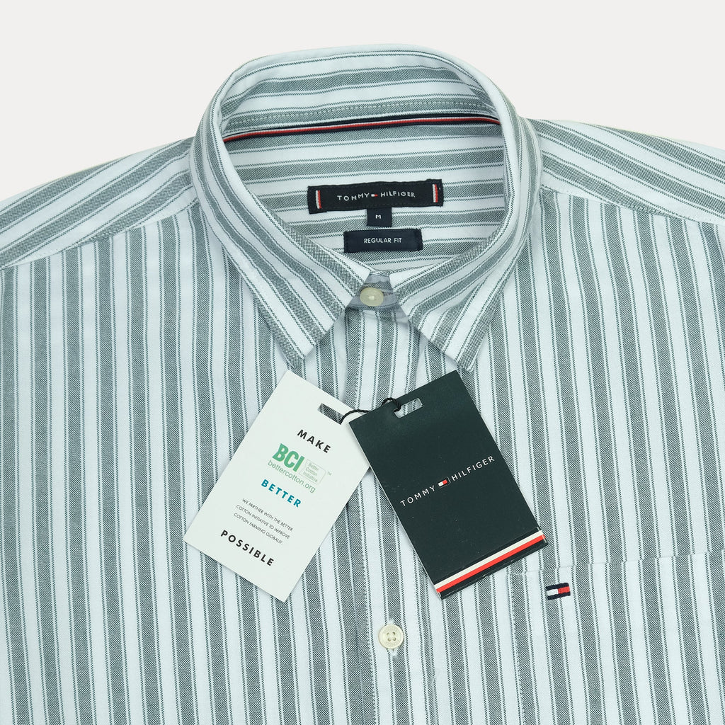 TOMMY HILFIGER Serene Teal Tailored Fit Long Sleeve Button-Up Shirt