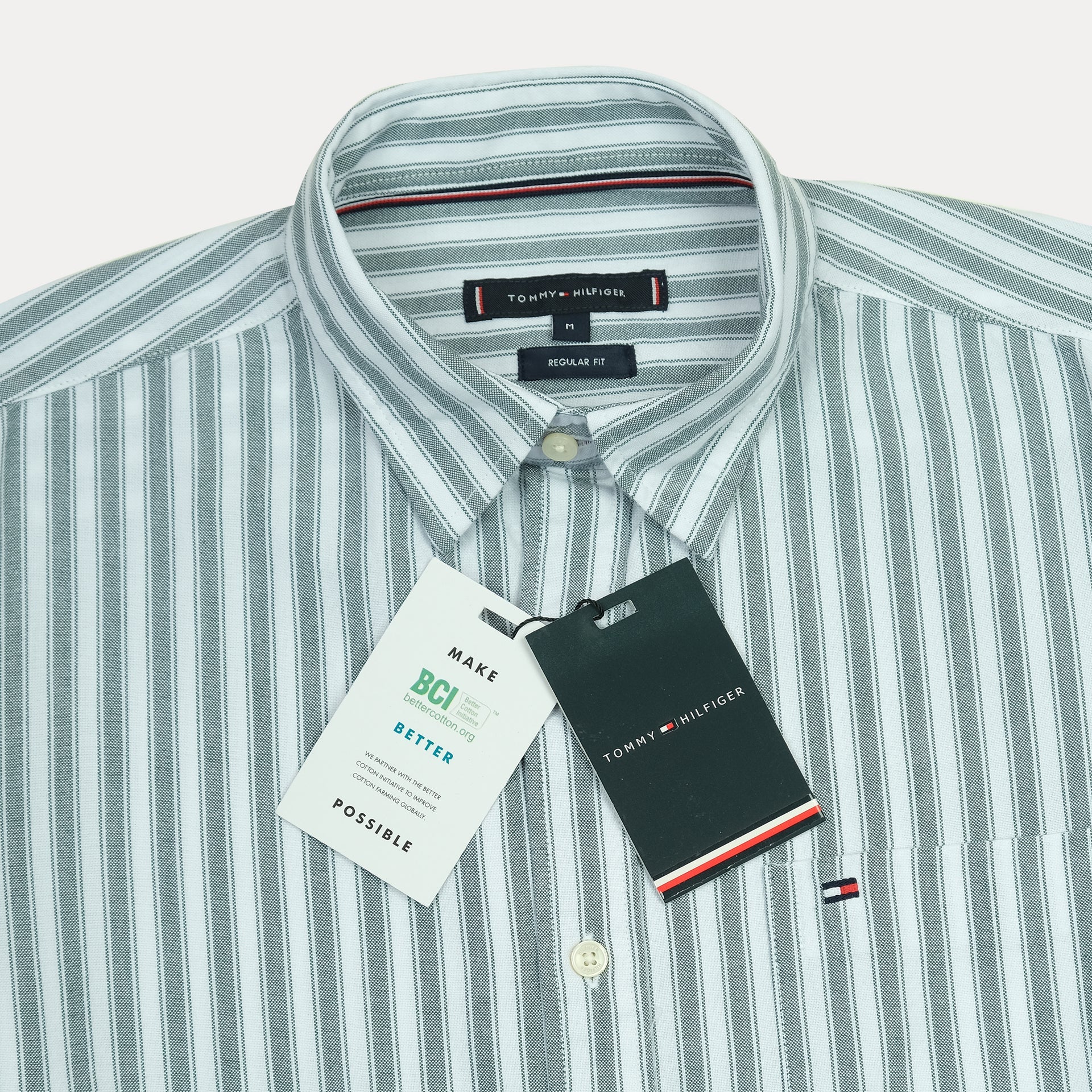 TOMMY HILFIGER Serene Teal Tailored Fit Long Sleeve Button-Up Shirt