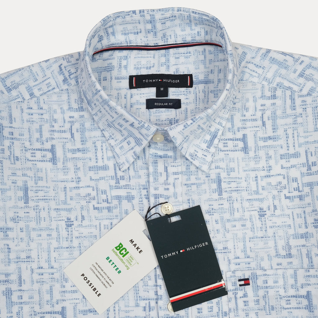 TOMMY HILFIGER Celestial Aqua Tailored Fit Long Sleeve Button-Up Shirt