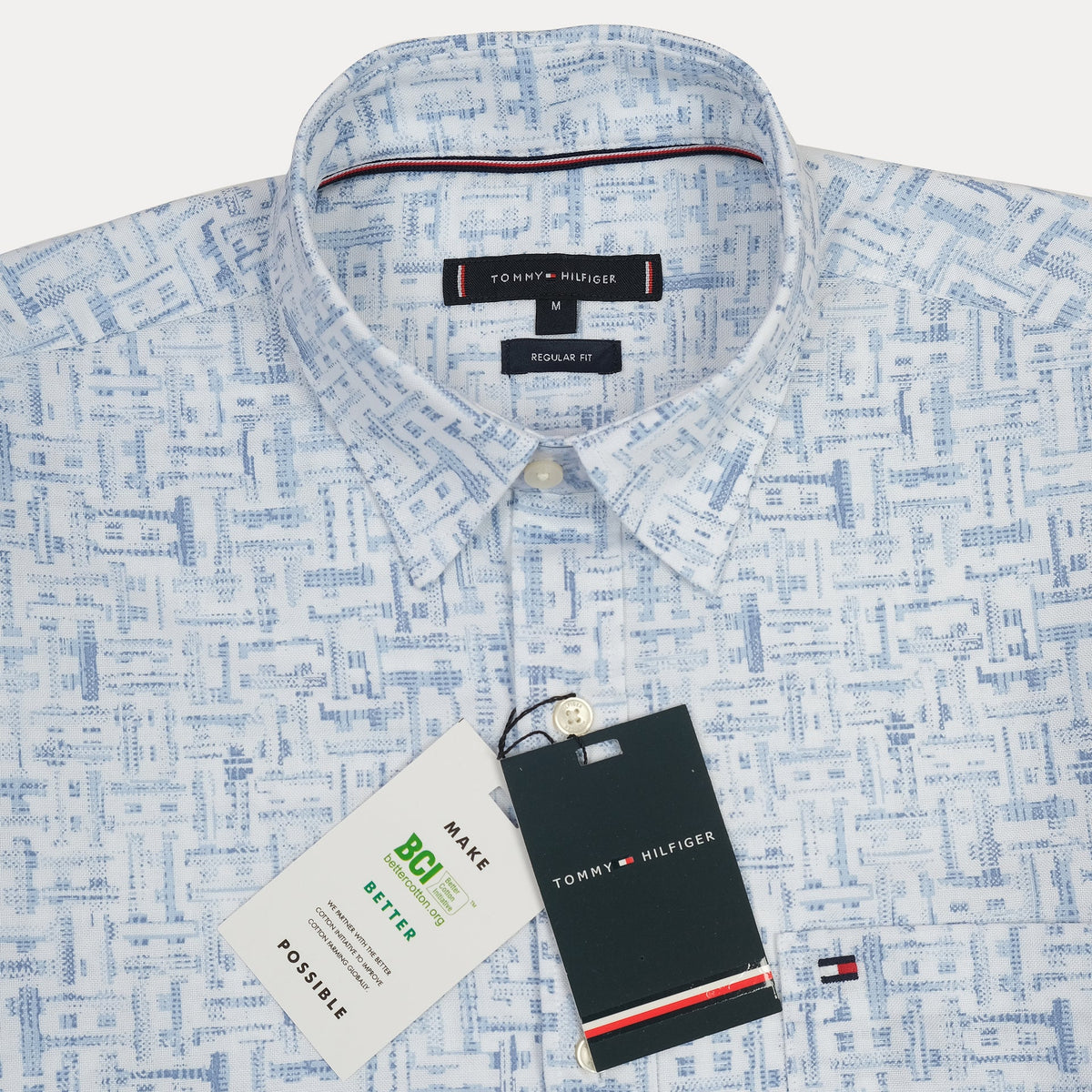TOMMY HILFIGER Celestial Aqua Tailored Fit Long Sleeve Button-Up Shirt