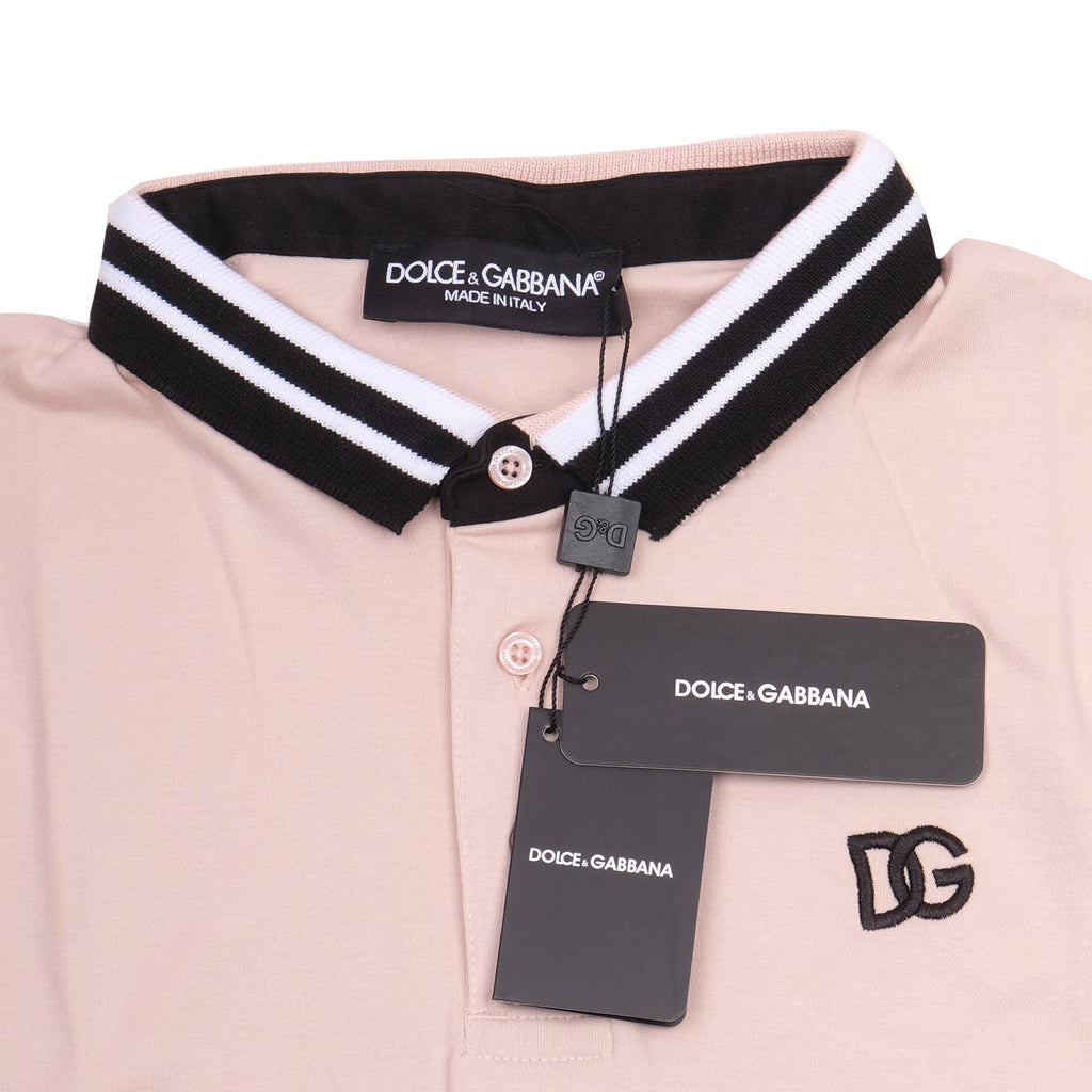DOLCE&GABBANA Blush Petal Slim Fit Striped Collar Polo Shirt