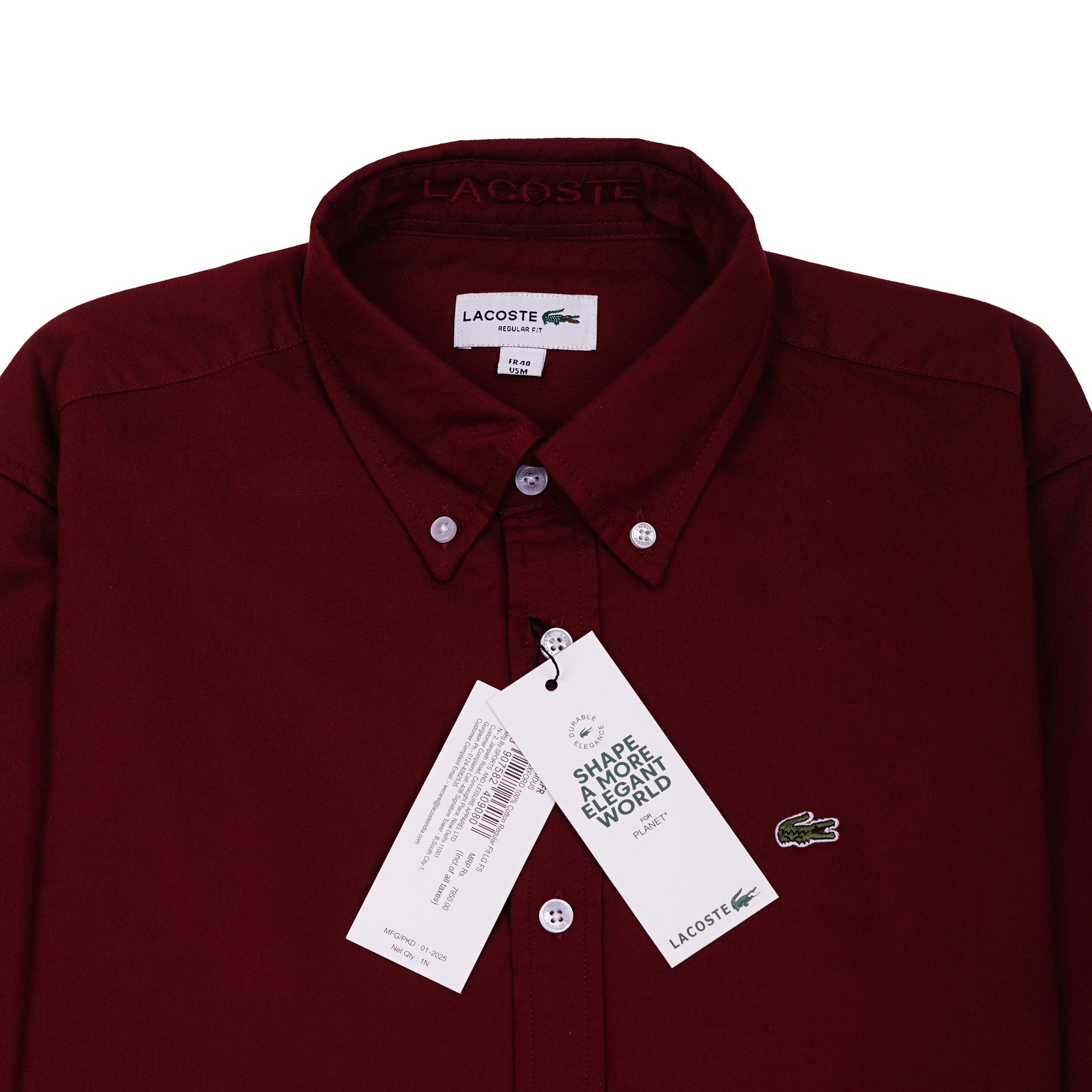 LACOSTE Prismatic Garnet Eclipse Classic Fit Long Sleeve Shirt