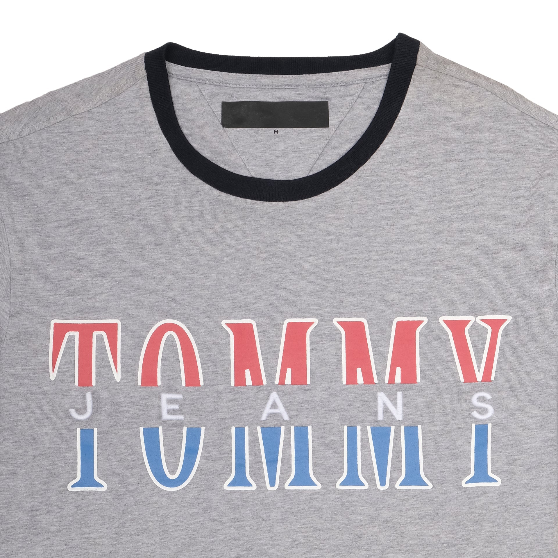 TOMMY HILFIGER Misty Slate Oversized Graphic Logo Ringer Tee