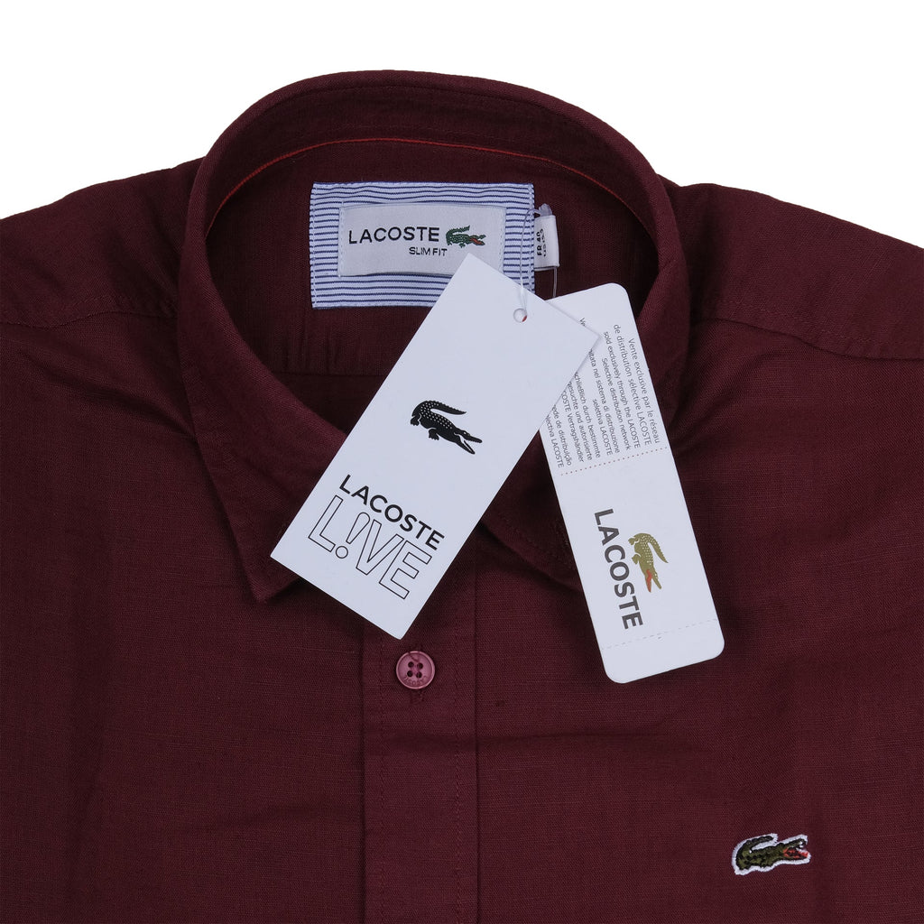 LACOSTE Mystic Garnet Classic Fit Long Sleeve Button-Up Shirt