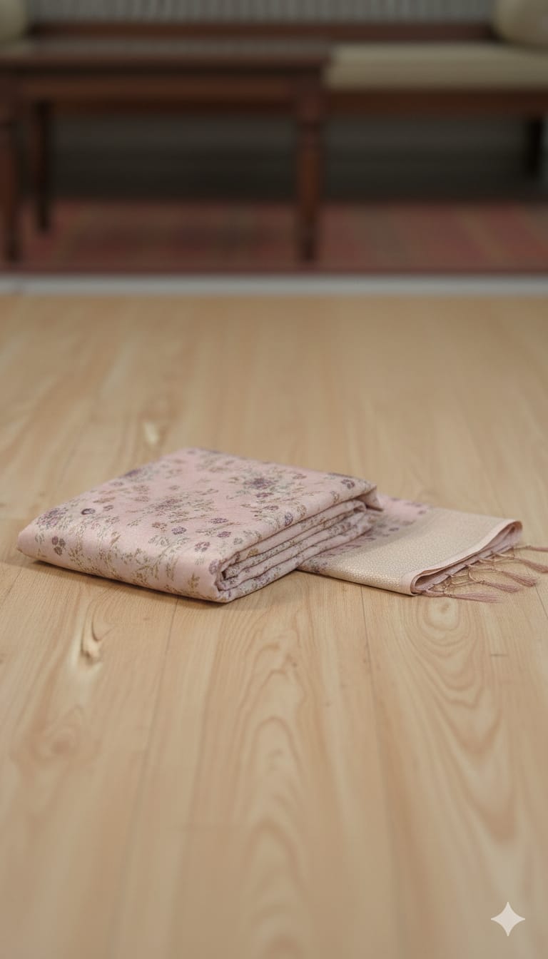 Elegant Drapes Floral Print Silk Saree with Golden Border