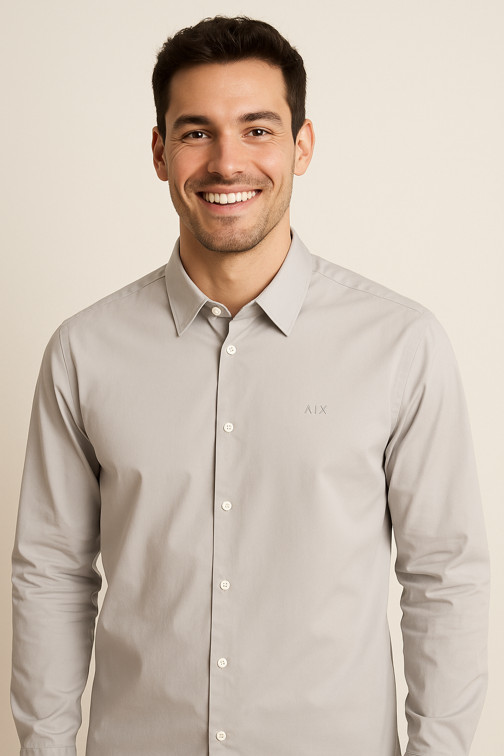 A|X Misty Silver Classic Fit Long Sleeve Button-Up Shirt