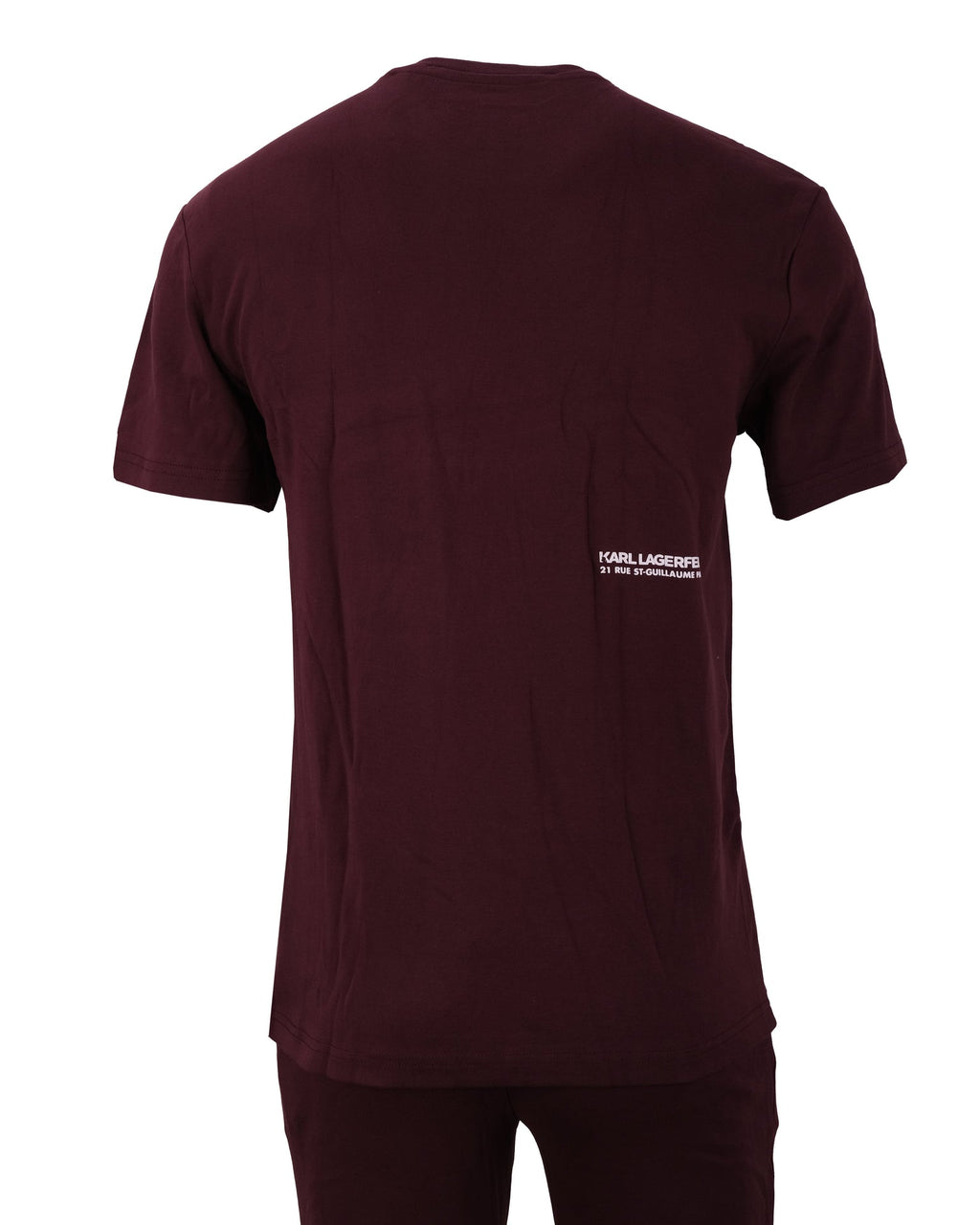 KARL LAGERFELD Crimson Velvet Signature Logo Print Crewneck Tee