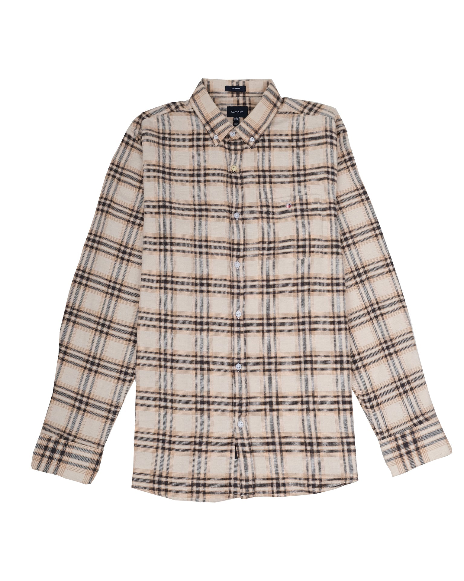 GANT Desert Sand Plaid Slim Fit Long Sleeve Button-Down Shirt