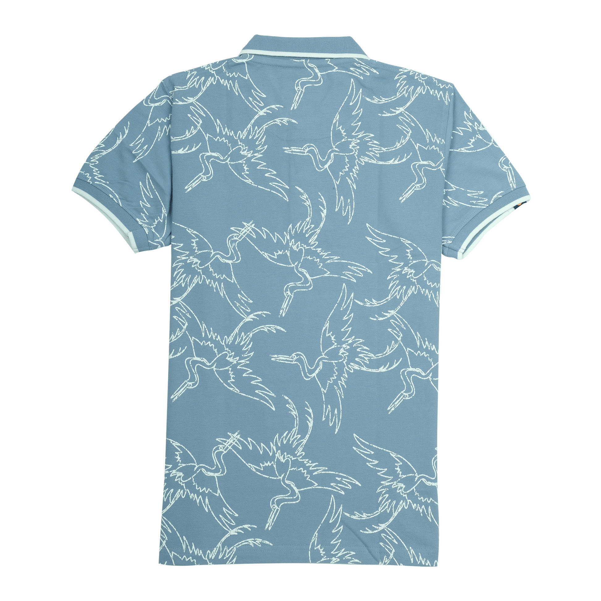 SUPERDRY Tranquil Sky Slim Fit Crane Print Polo Shirt