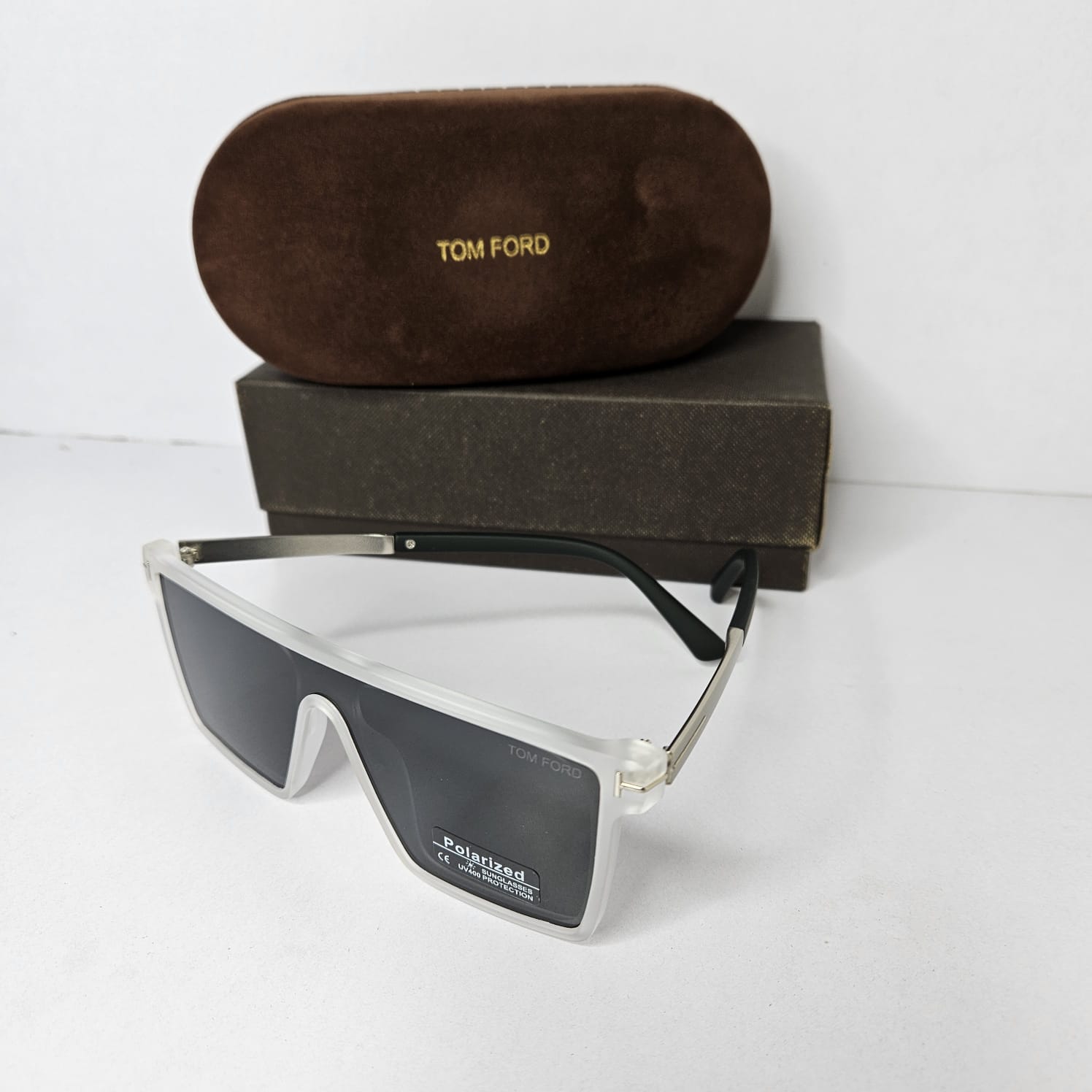 TOM FORD Clear Frame Shield Sunglasses