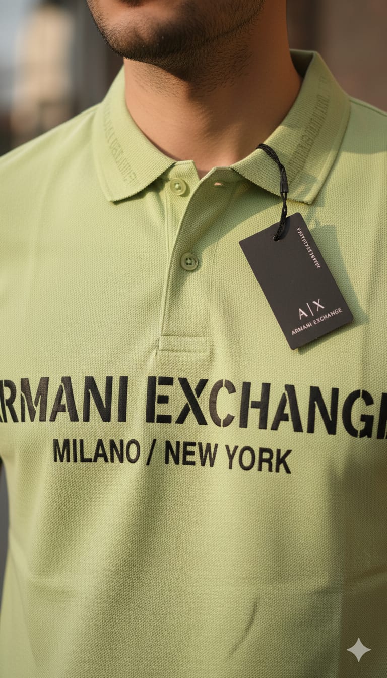 ARMANI EXCHANGE Men's Classic Fit Polo Shirt in Lime Green