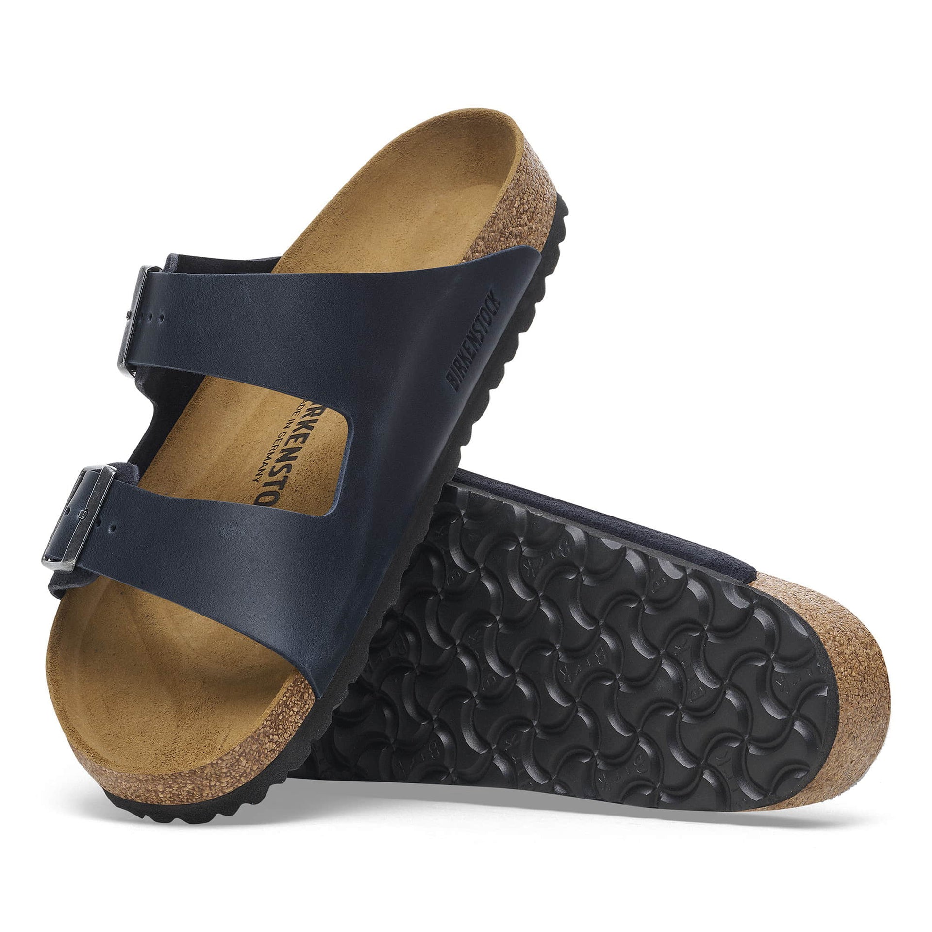BIRKENSTOCK Midnight Blue Luxe Leather Arizona Sandals