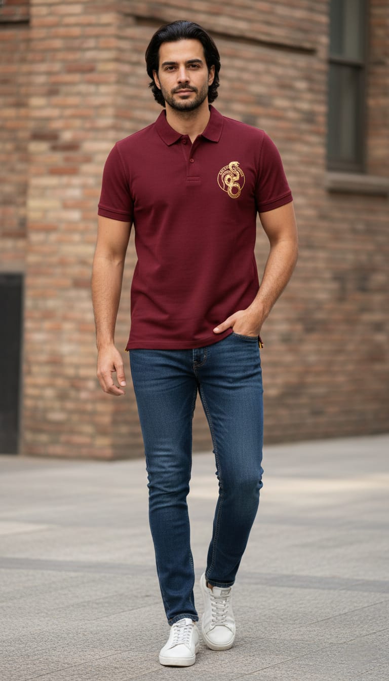 ARMANI EXCHANGE Crimson Ember Tailored Fit Short Sleeve Piqué Polo Shirt