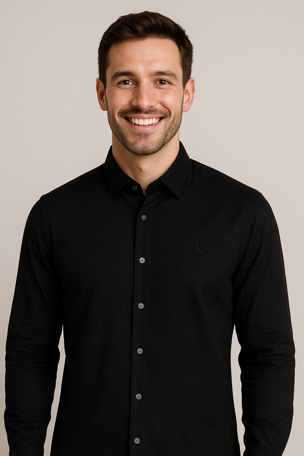 CALVIN KLEIN Onyx Noir Slim Fit Long Sleeve Shirt