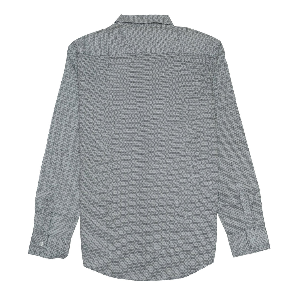 CALVIN KLEIN Silver Mist Geometric Pattern Slim Fit Button-Up Shirt