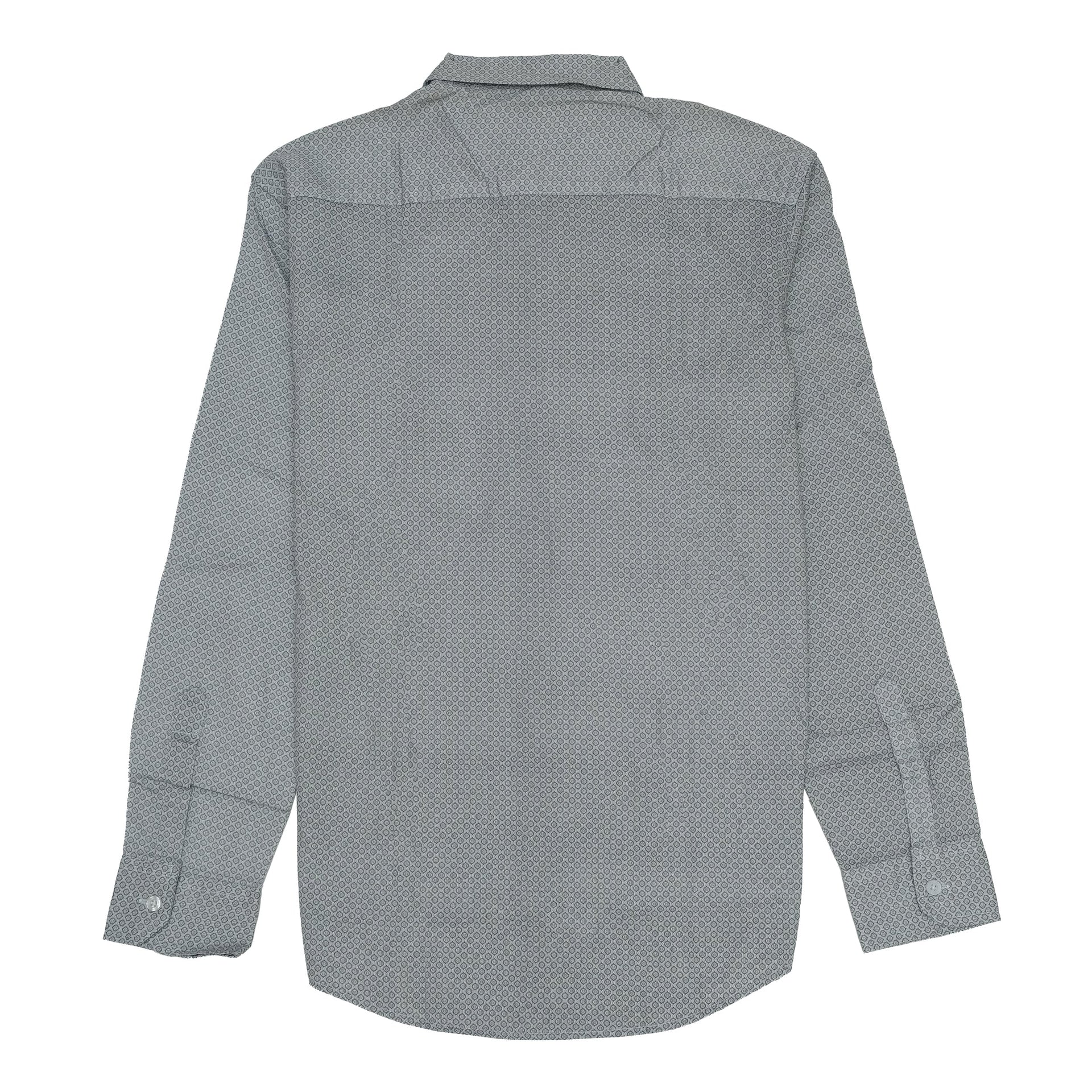 CALVIN KLEIN Silver Mist Geometric Pattern Slim Fit Button-Up Shirt