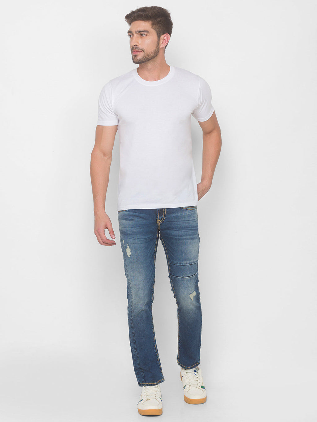 SPYKAR Classic Slim Fit Distressed Jeans
