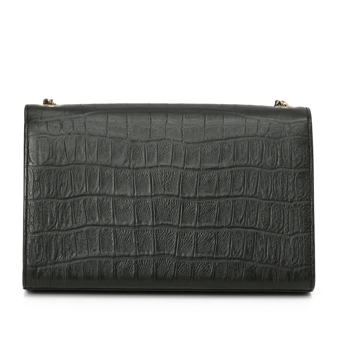 YSL Mystic Onyx Chic Crocodile-Pattern Leather Clutch with Chain Strap
