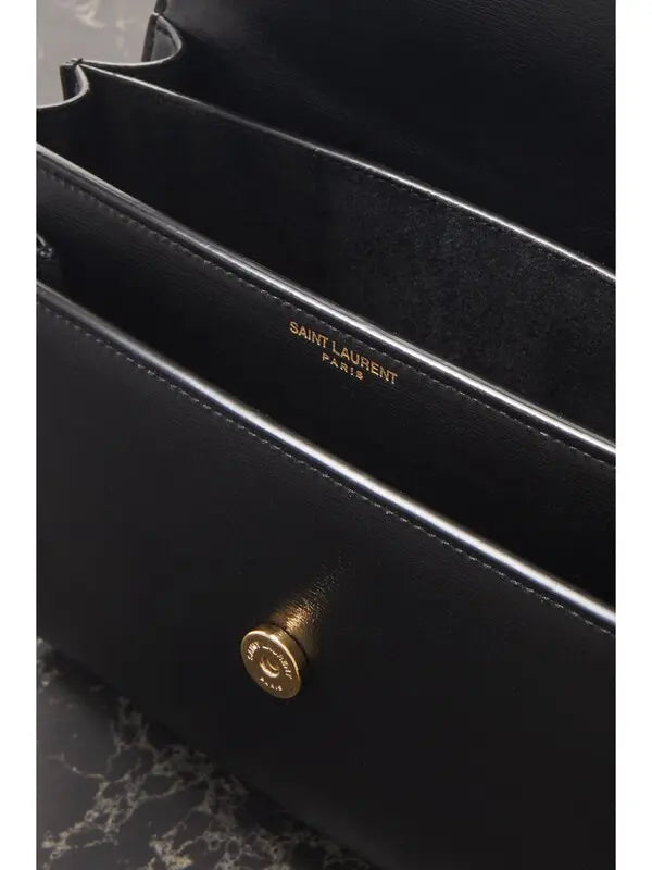 YSL Paris Classic Chain Wallet in Black Leather