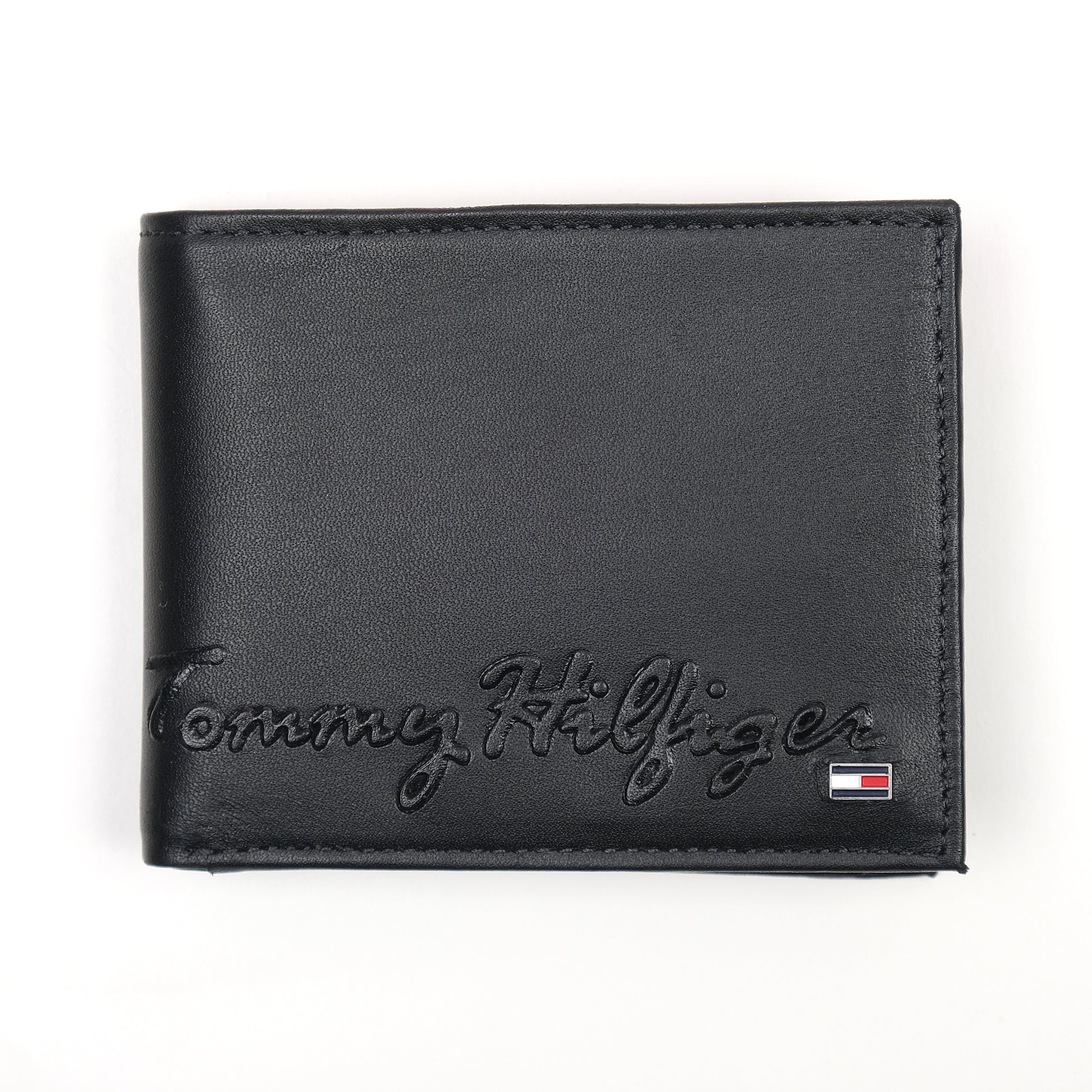 TOMMY HILFIGER Sleek Black Leather Wallet - Timeless Elegance