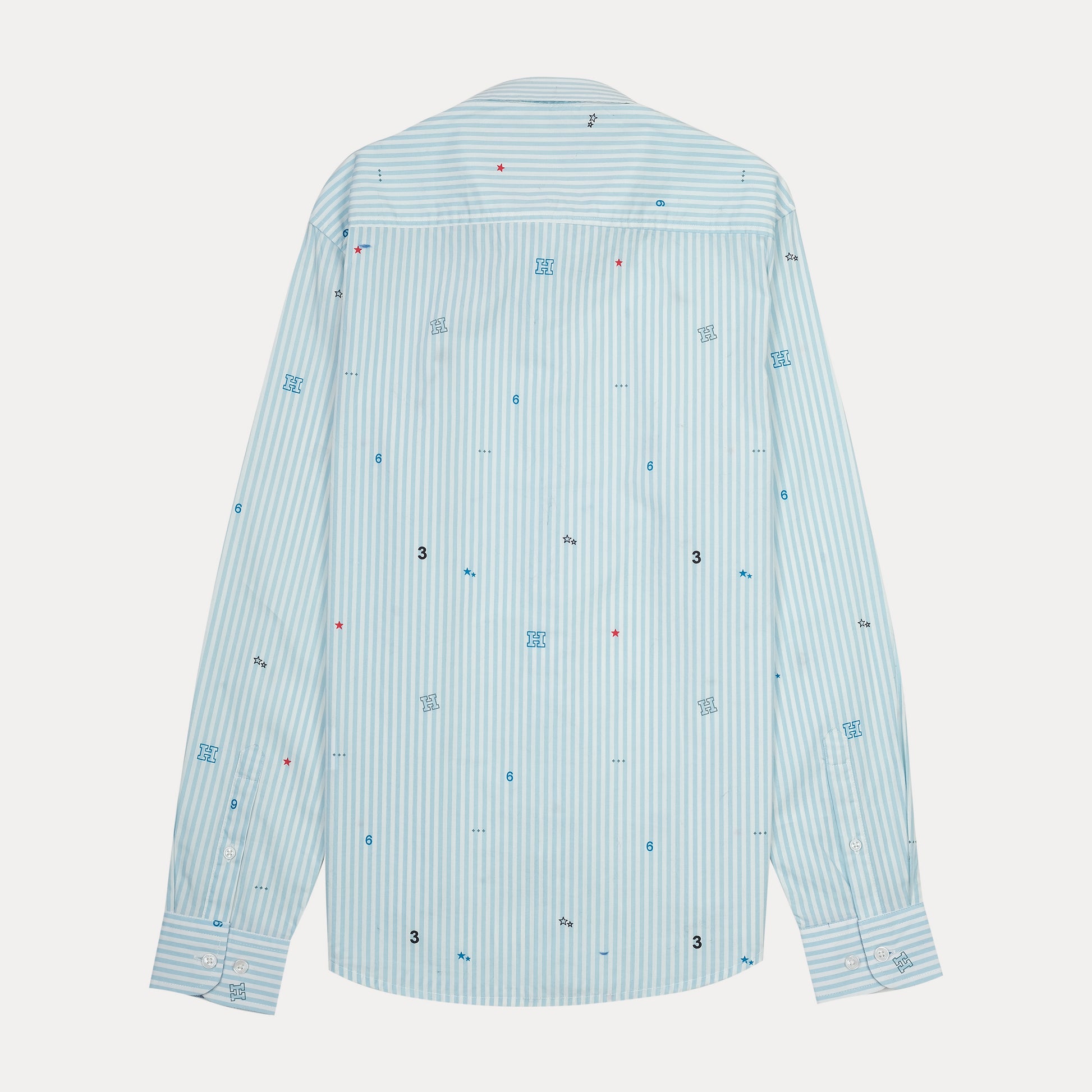 Tommy Hilfiger Playful Striped Organic Cotton Shirt in Sky Blue