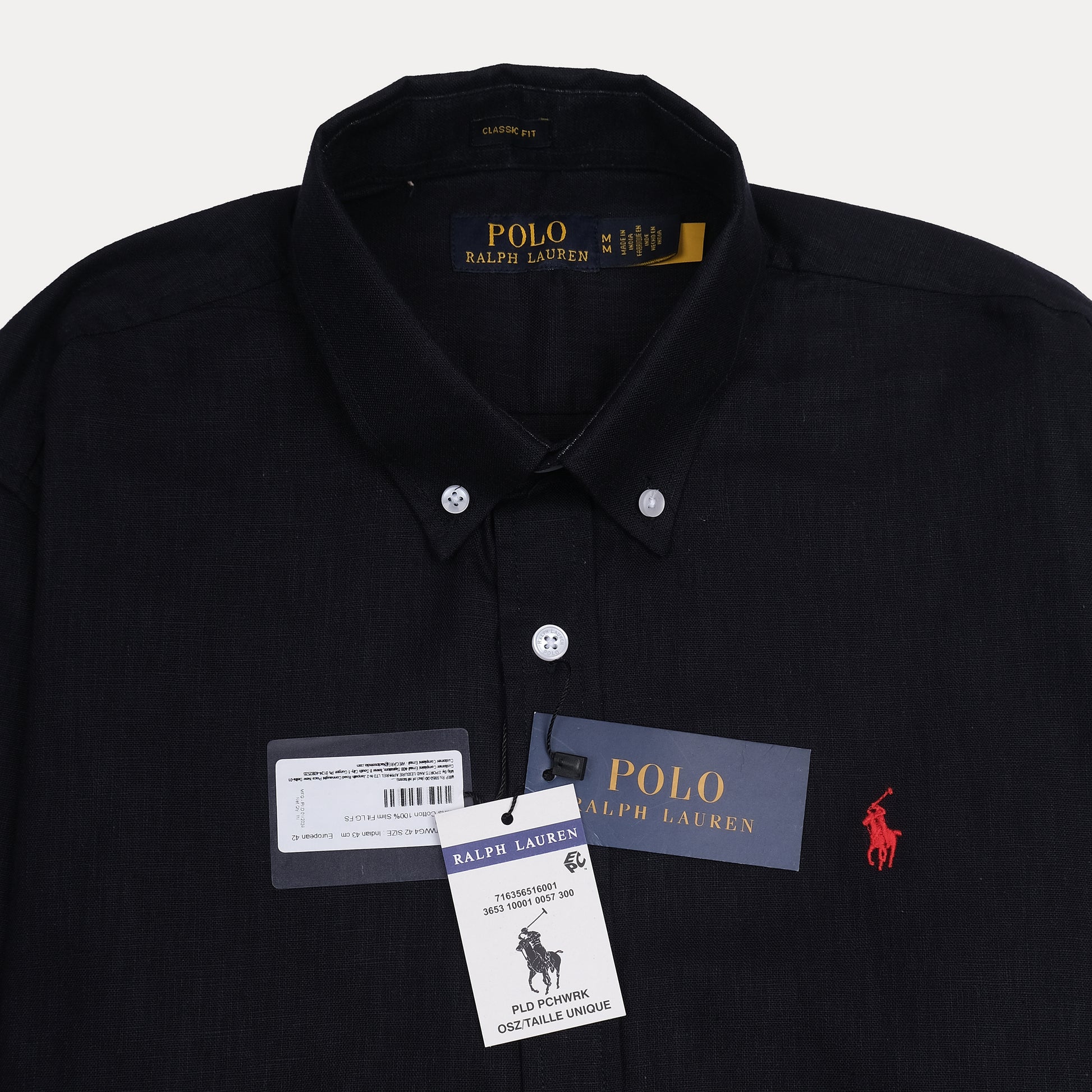 Polo Ralph Lauren Linen Classic Fit Black Button-Down Shirt