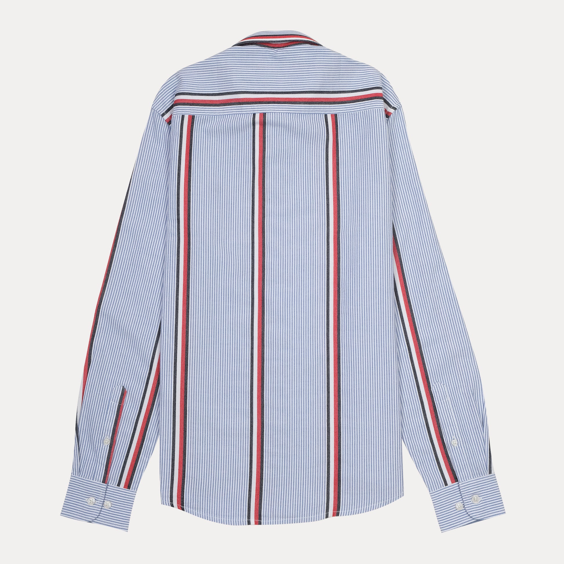 Tommy Hilfiger Striped Elegance Organic Cotton Shirt in Sky Blue with Vibrant Red Accents