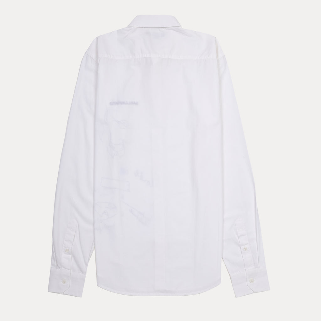 KARL LAGERFELD Elegant White Canvas Shirt with Artistic Illustrations