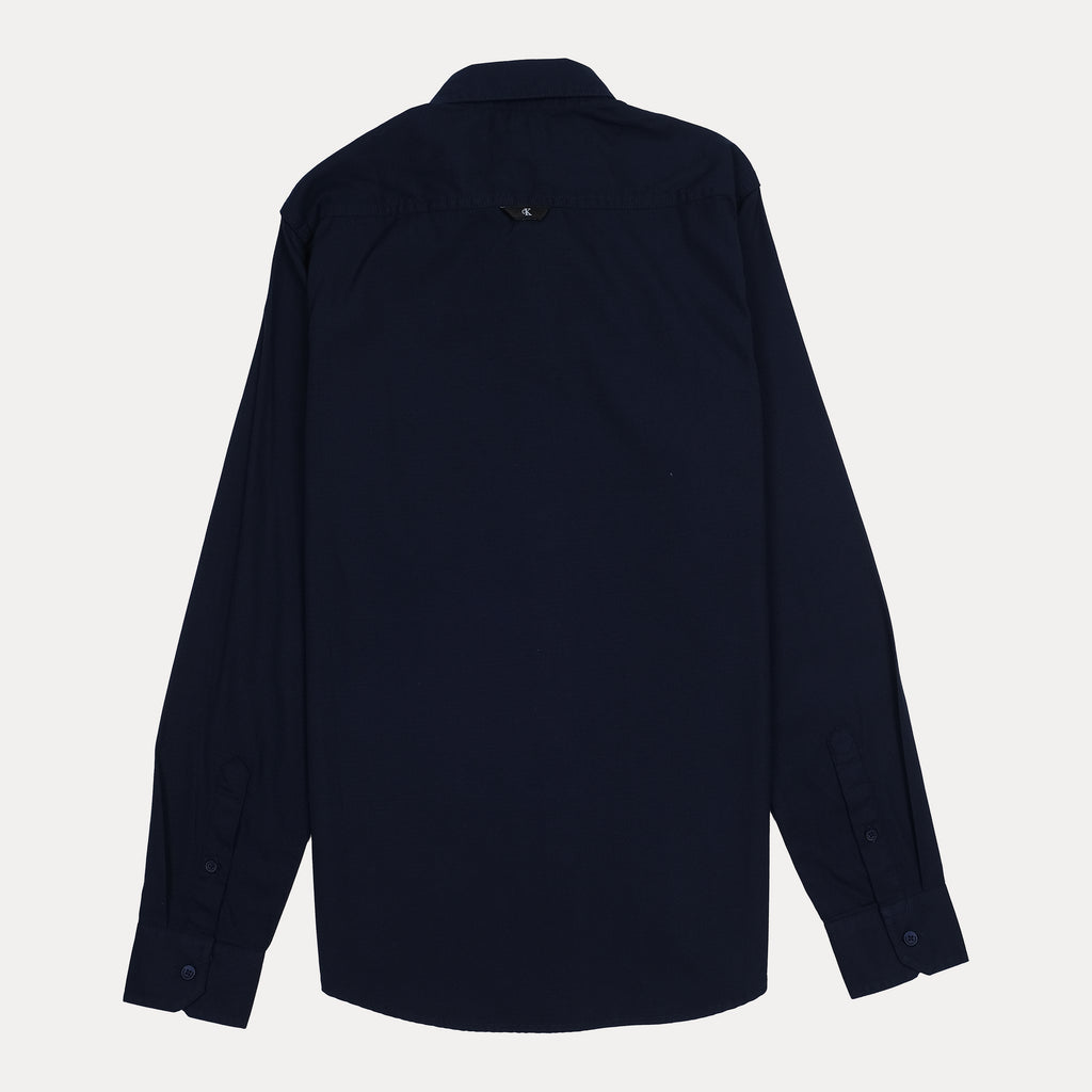 CALVIN KLEIN Quasar Blue Classic Fit Long Sleeve Utility Shirt