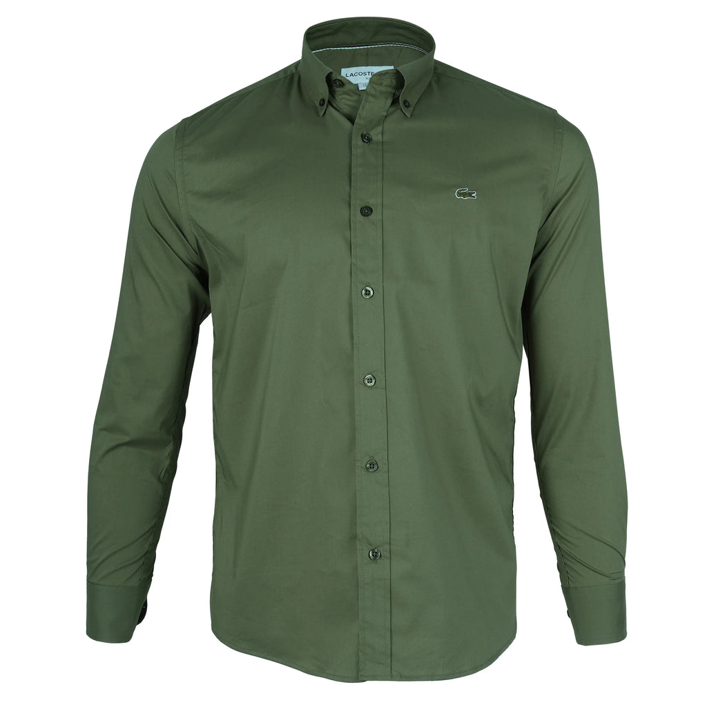 Lacoste Elegant Olive Green Slim Fit Shirt