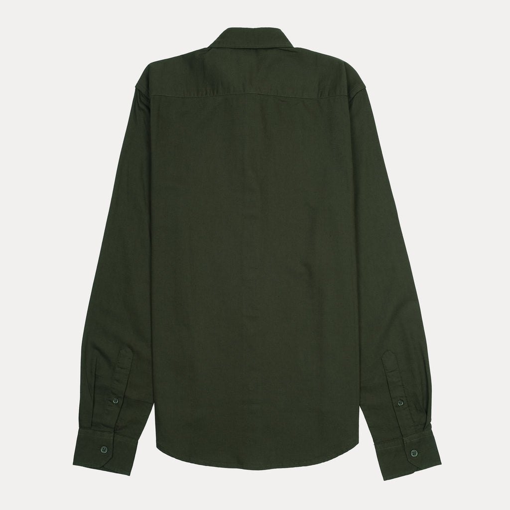 KARL LAGERFELD Chic Olive Green Button-Up Shirt with Sunglasses Embroidery
