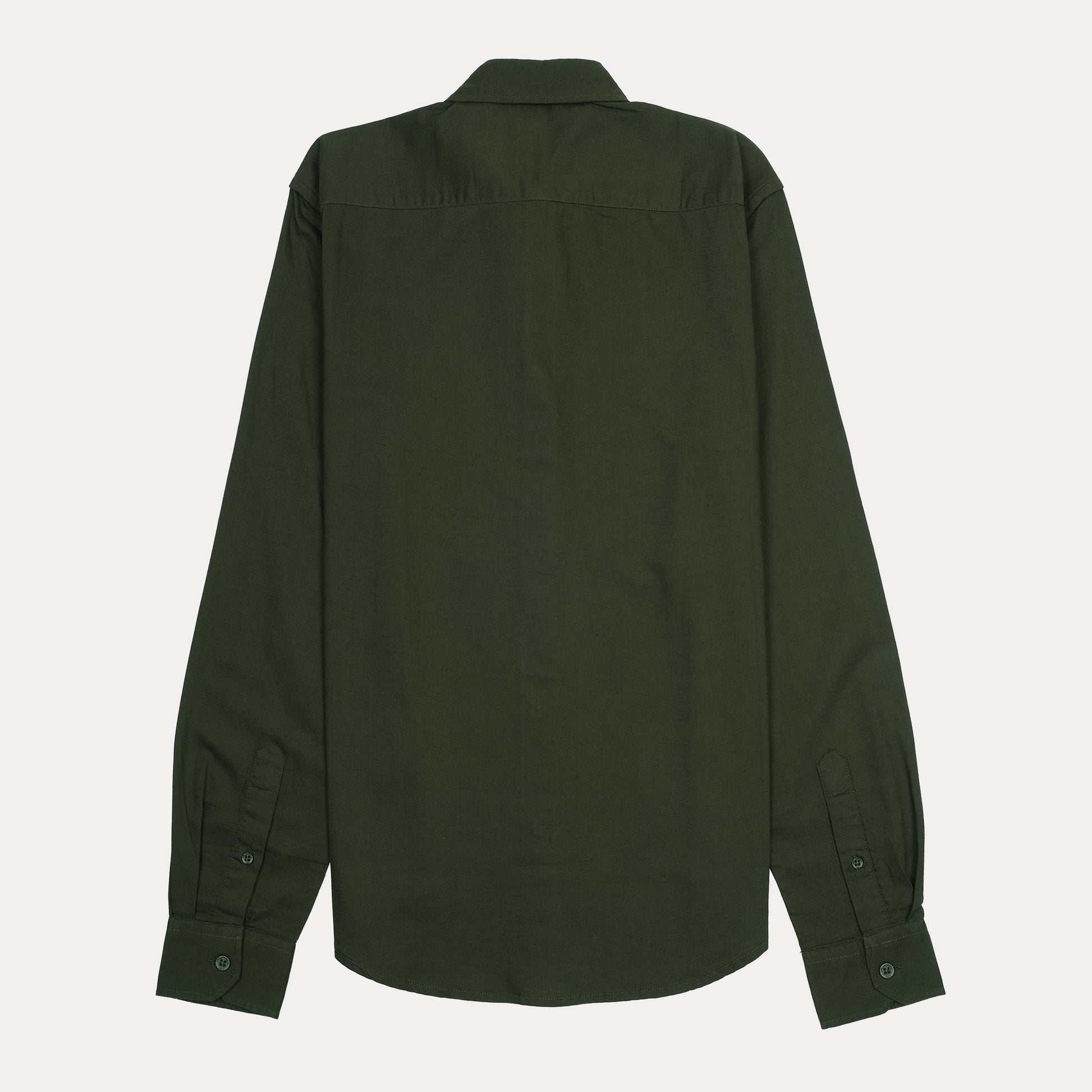 KARL LAGERFELD Chic Olive Green Button-Up Shirt with Sunglasses Embroidery