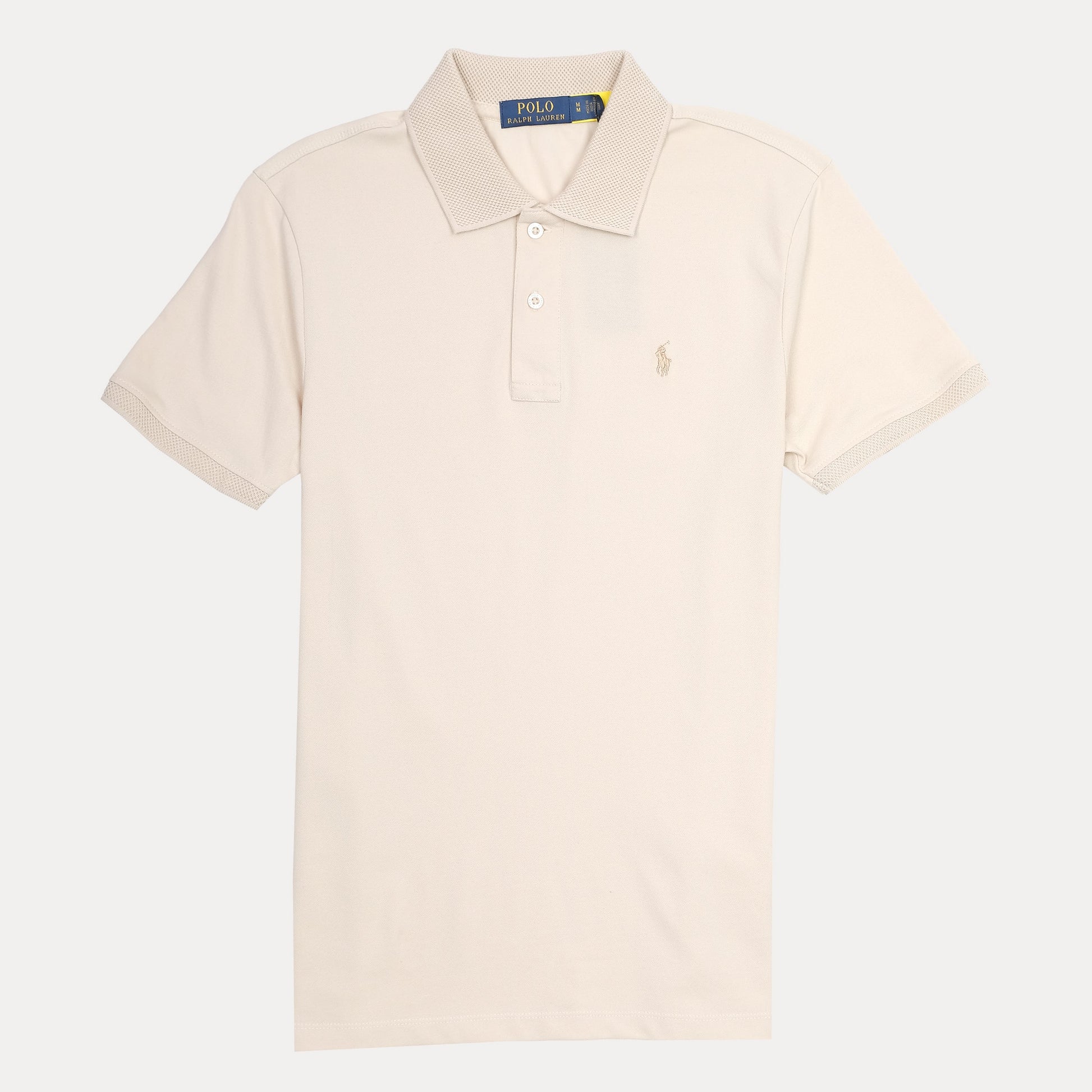 POLY RALPH LAUREN Seraphic Cream Tailored Fit Short Sleeve Cotton Polo