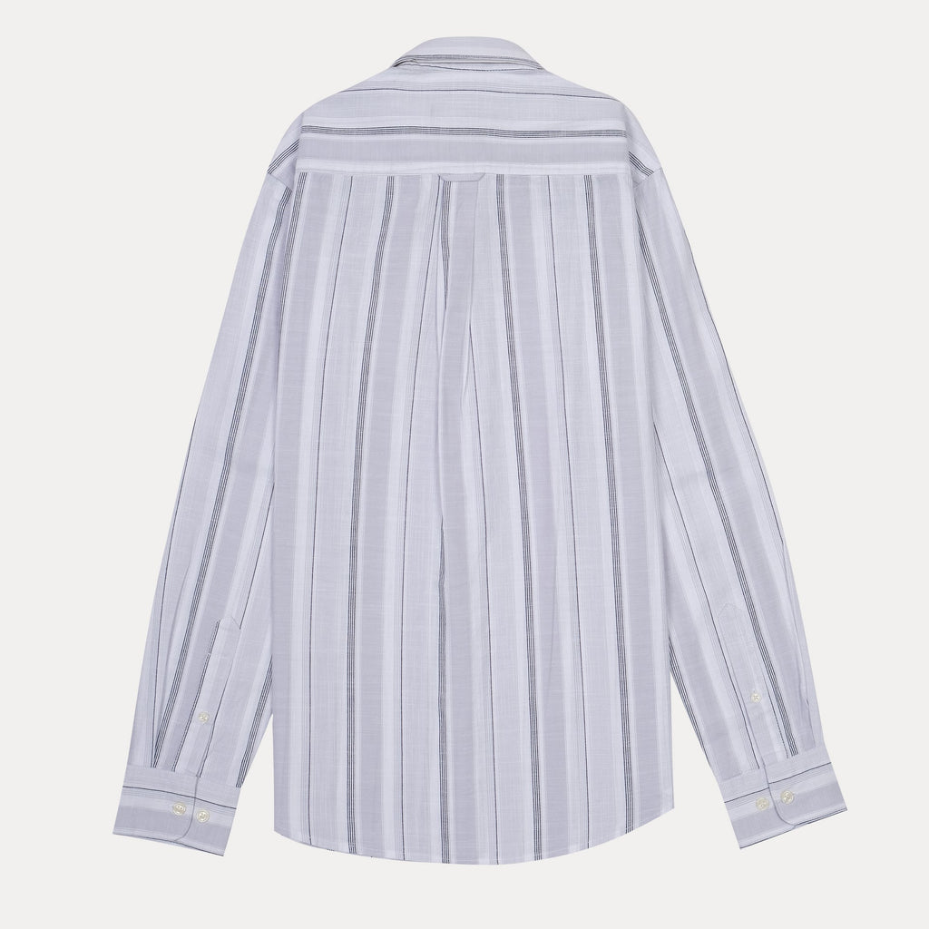 TOMMY HILFIGER Ethereal Silver Tailored Fit Striped Button-Up Shirt