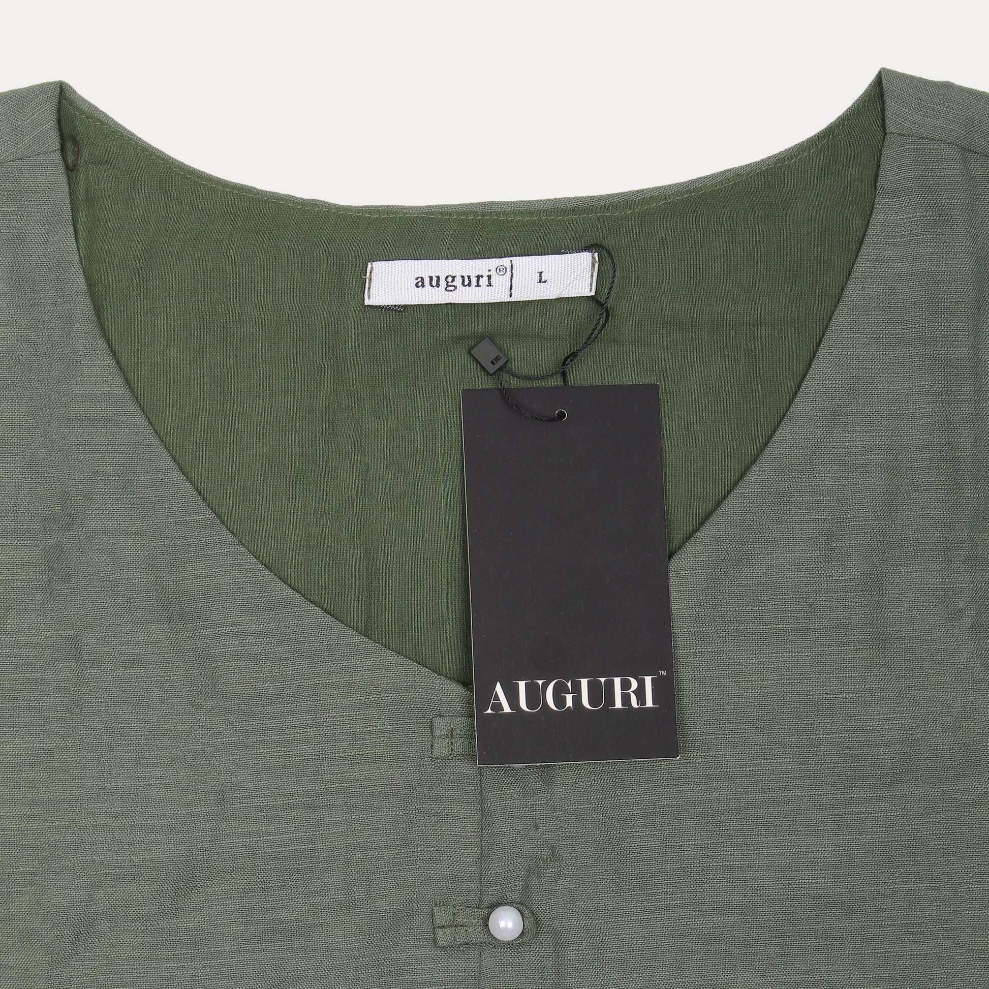 Auguri Breezy Olive Ensemble - Chic Cropped Top & Flowing Trousers