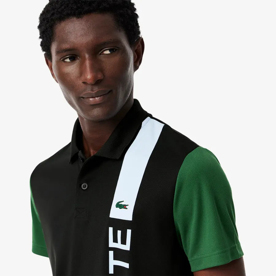 LACOSTE Enchanted Emerald Tailored Fit Colorblock Polo Shirt