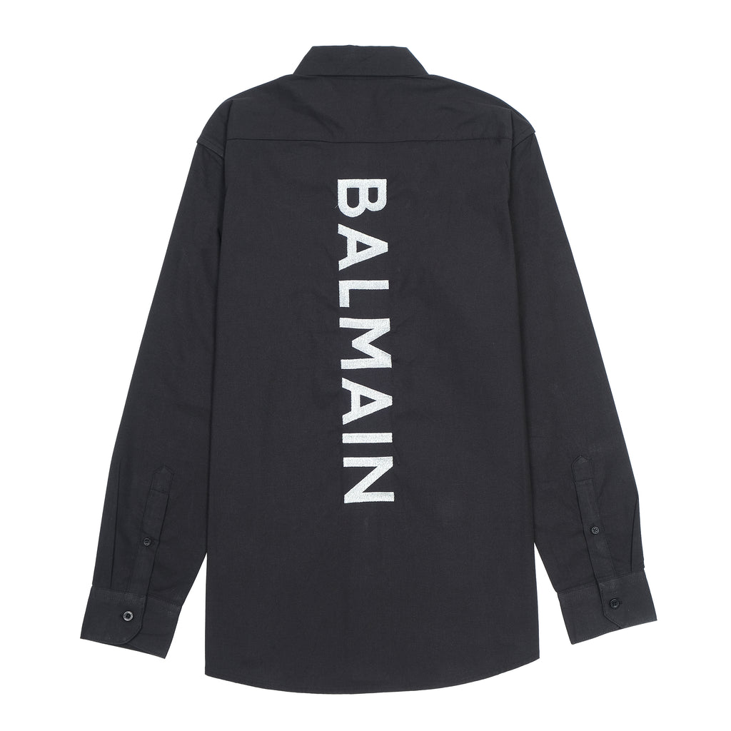 BALMAIN Elegant Midnight Black Embroidered Shirt