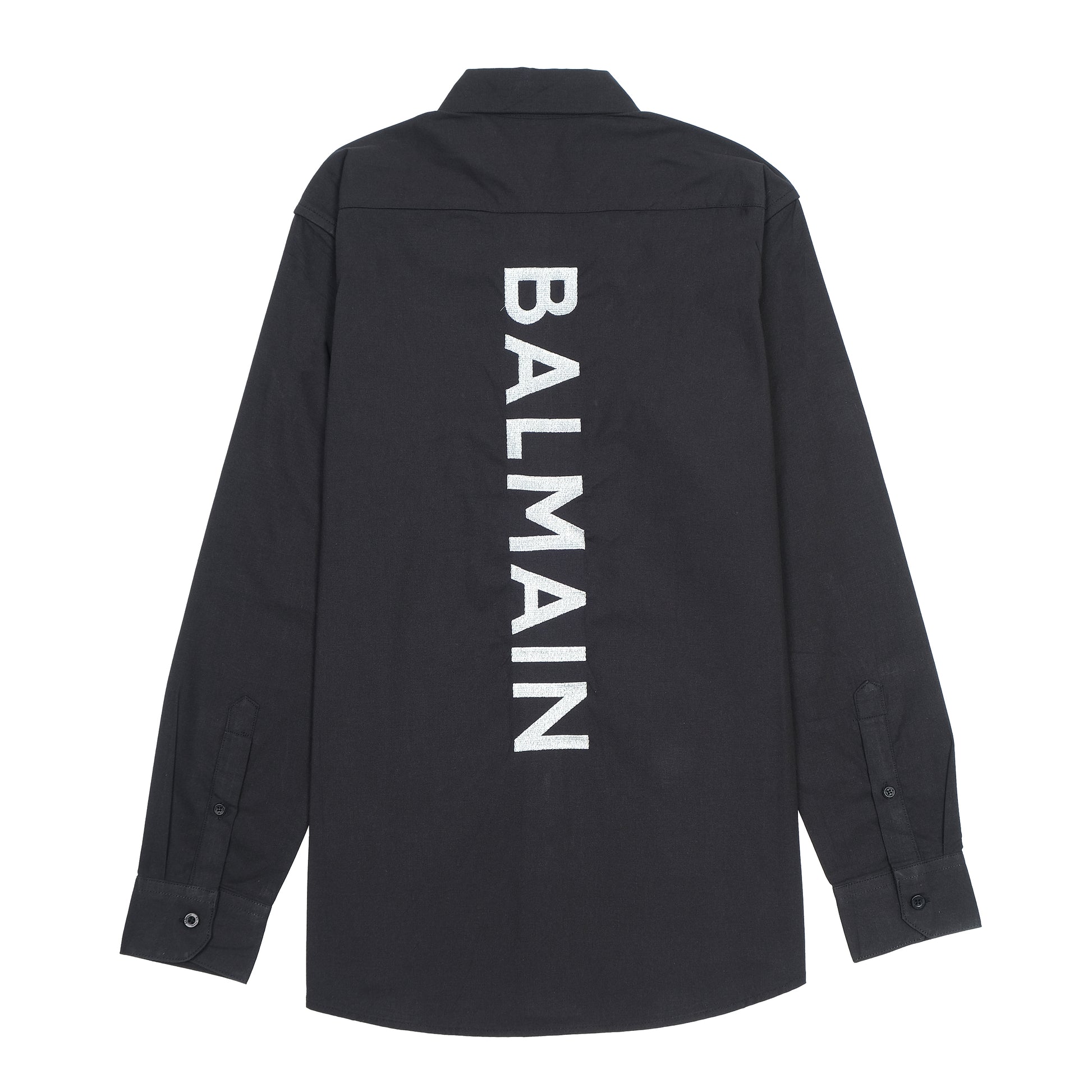 BALMAIN Elegant Midnight Black Embroidered Shirt