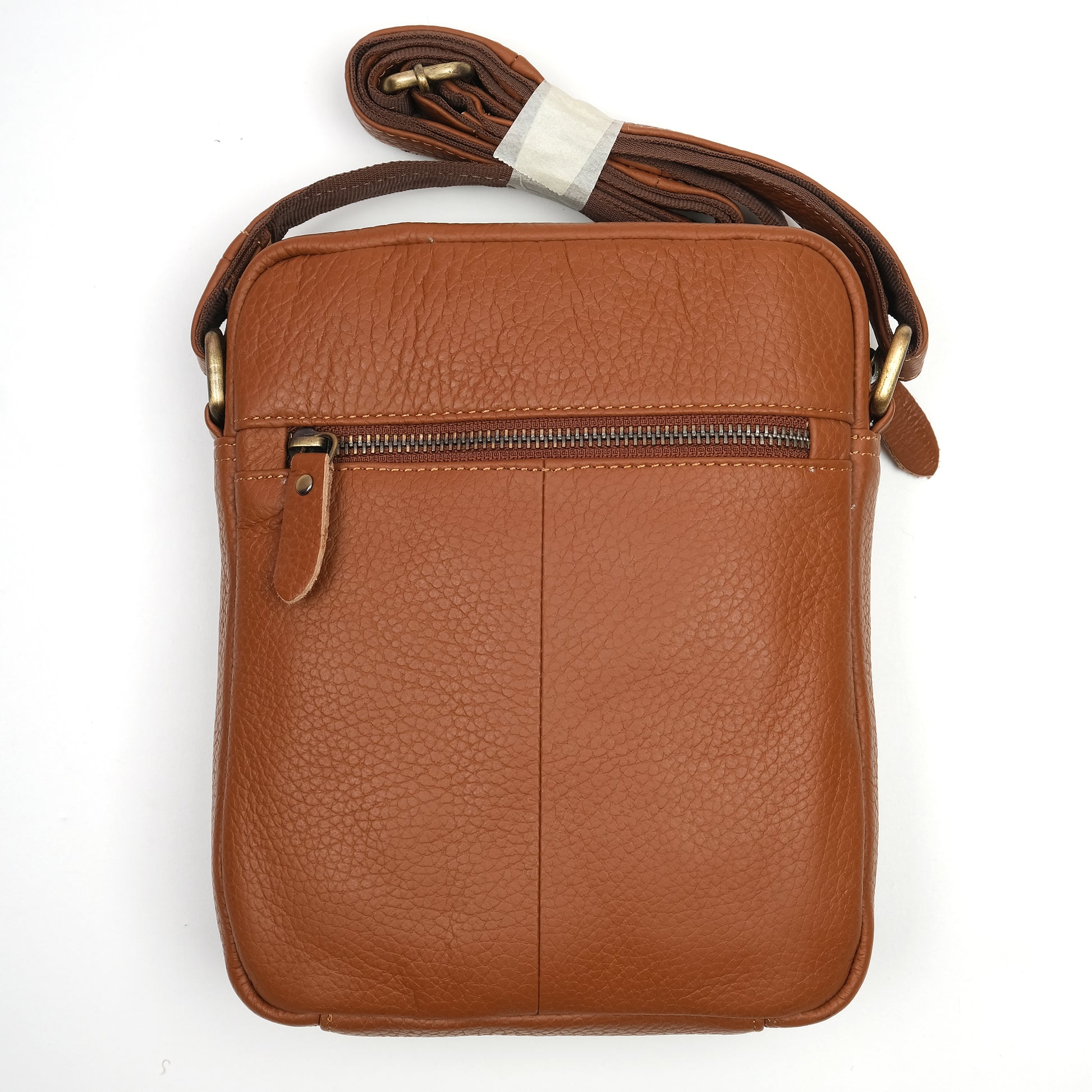 Calvin Klein Luxe Leather Crossbody Bag in Rich Caramel