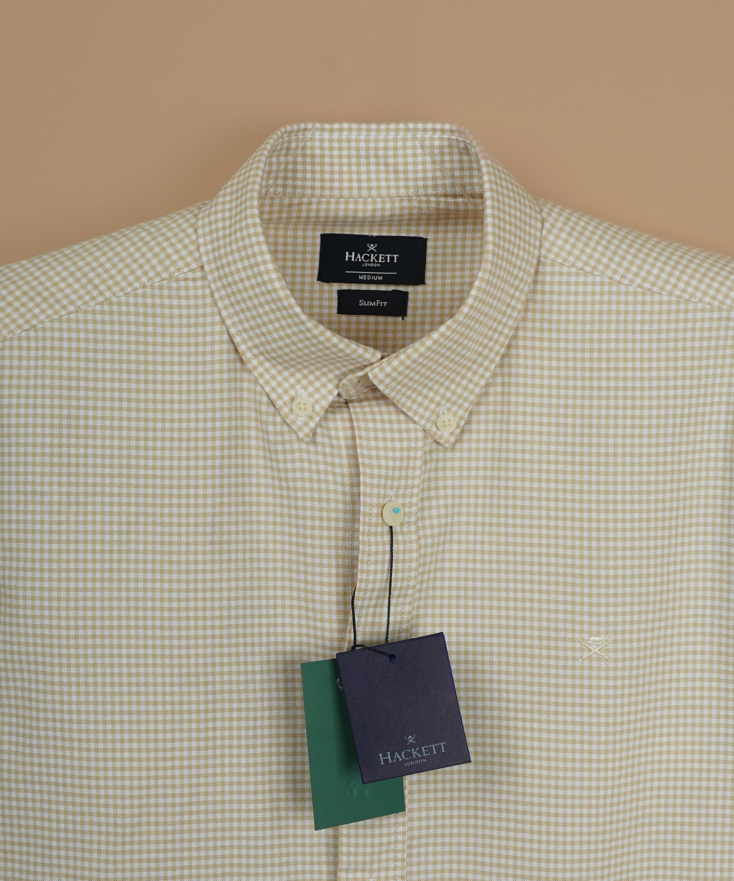 HACKETT Sunlit Almond Tailored Fit Long Sleeve Gingham Shirt